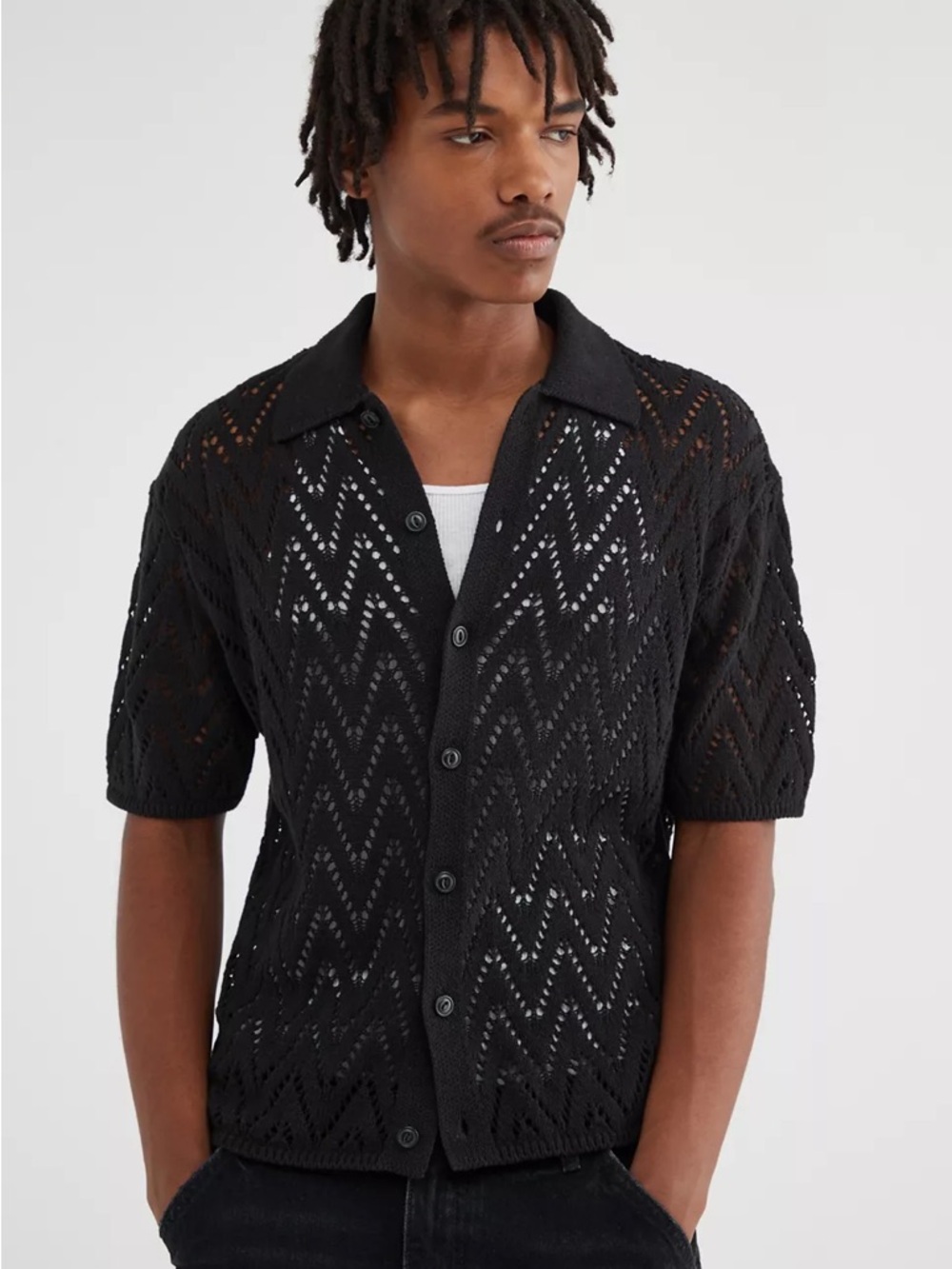 BDG Define Polo Short Sleeve Button-Down Sweater size S